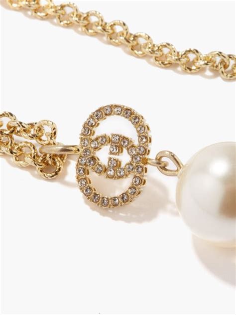 gucci interlocking g flower pearl necklace|interlocking g necklace in silver.